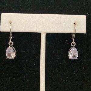 5.4 Cts. CZ - French wire dangling earrings with Silvertone setting